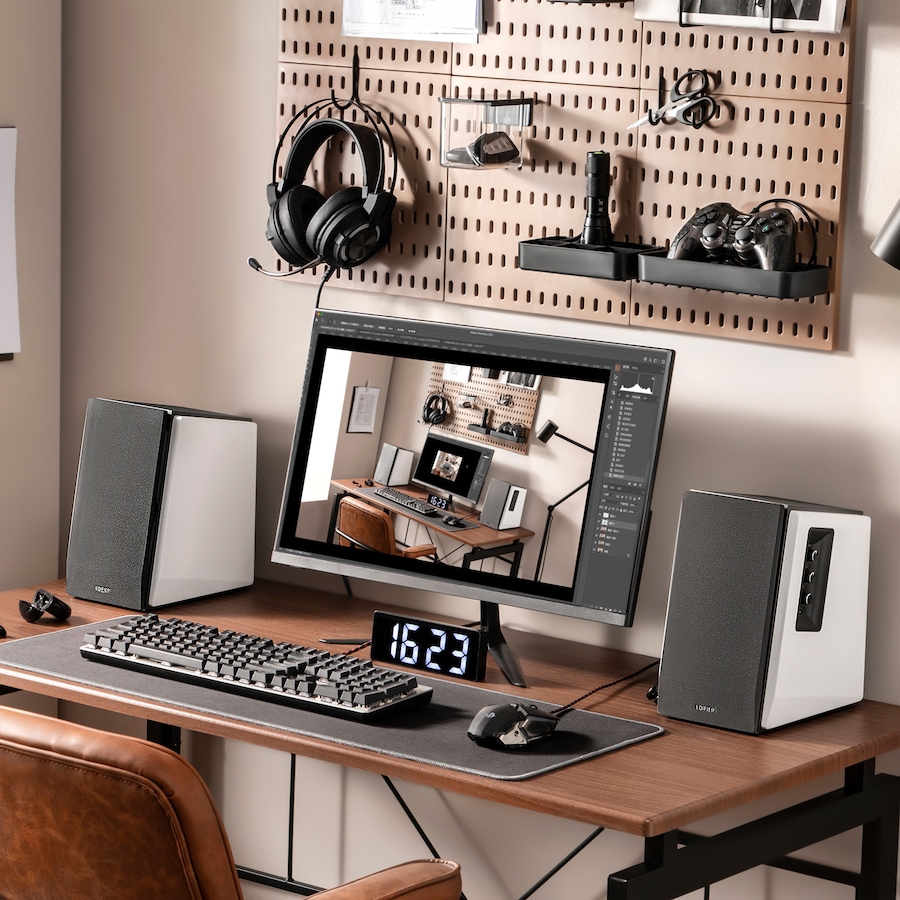 Image 810382_ALTMORE7.jpg, Product 810-382 / Price $249.99, Edifier R1700BT Bluetooth Bookshelf Speakers - Powered 2.0 Active White Speaker from Edifier on TSC.ca's Electronics department