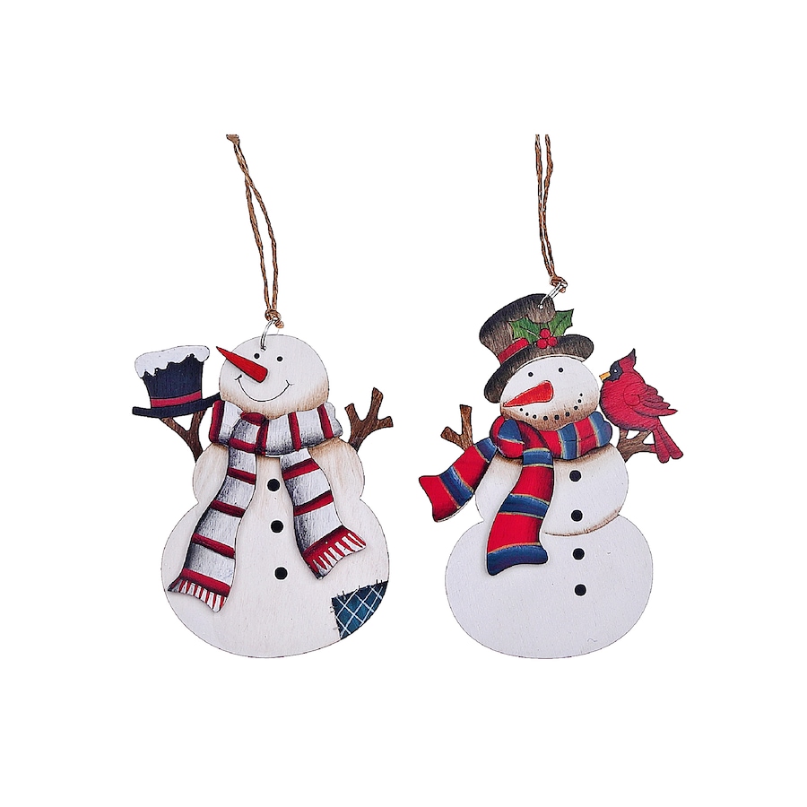 Image 810566.jpg, Product 810-566 / Price $24.97, Christmas Wooden Snowman With Scarf Ornament - Set of 2 from Maison Concepts on TSC.ca's Home & Garden department