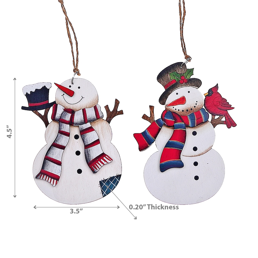 Image 810566_ALTMORE2.jpg, Product 810-566 / Price $24.97, Christmas Wooden Snowman With Scarf Ornament - Set of 2 from Maison Concepts on TSC.ca's Home & Garden department