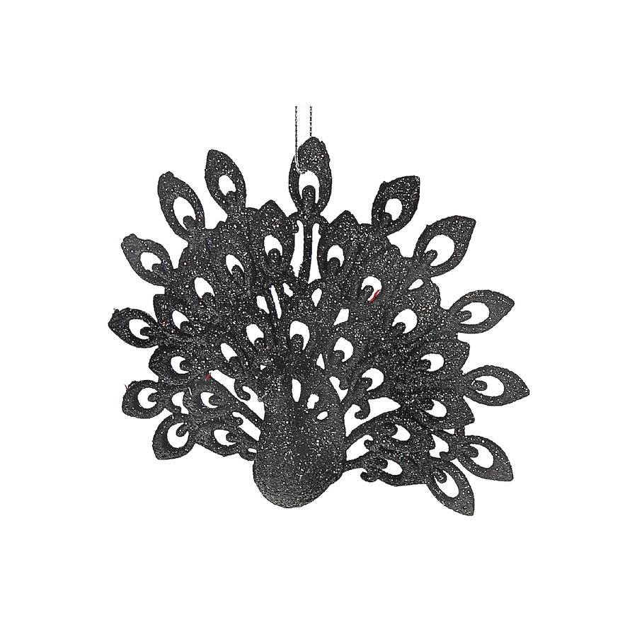 Image 810604.jpg, Product 810-604 / Price $44.97, Christmas Black Glitter Ornament Peacock - Set of 12 from Maison Concepts on TSC.ca's Home & Garden department