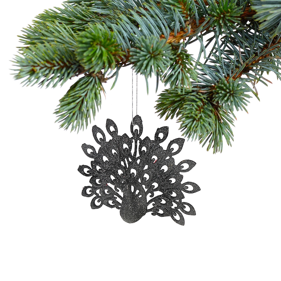 Image 810604_ALTMORE1.jpg, Product 810-604 / Price $44.97, Christmas Black Glitter Ornament Peacock - Set of 12 from Maison Concepts on TSC.ca's Home & Garden department