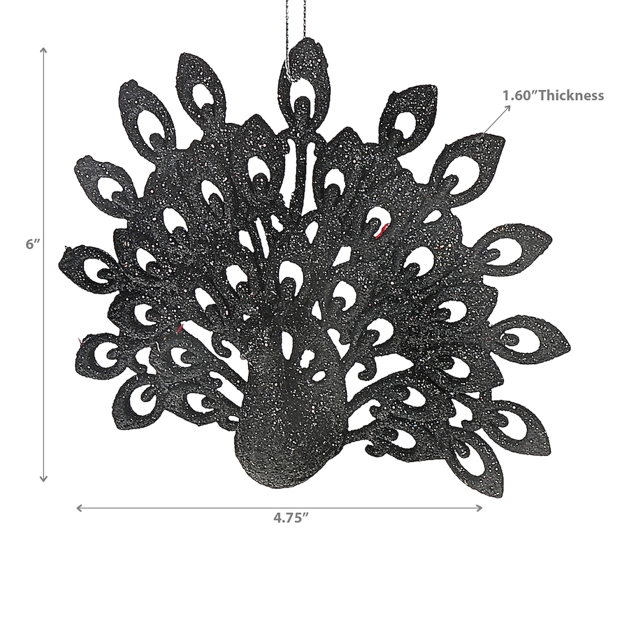 Image 810604_ALTMORE2.jpg, Product 810-604 / Price $44.97, Christmas Black Glitter Ornament Peacock - Set of 12 from Maison Concepts on TSC.ca's Home & Garden department