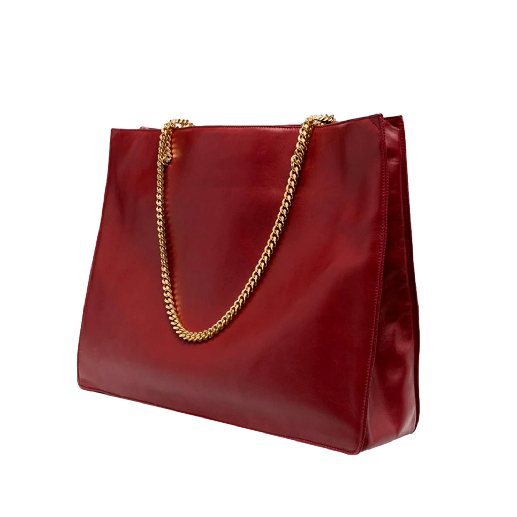 Saint Laurent Siena Ultra Lux Red Calf Leather Chain
