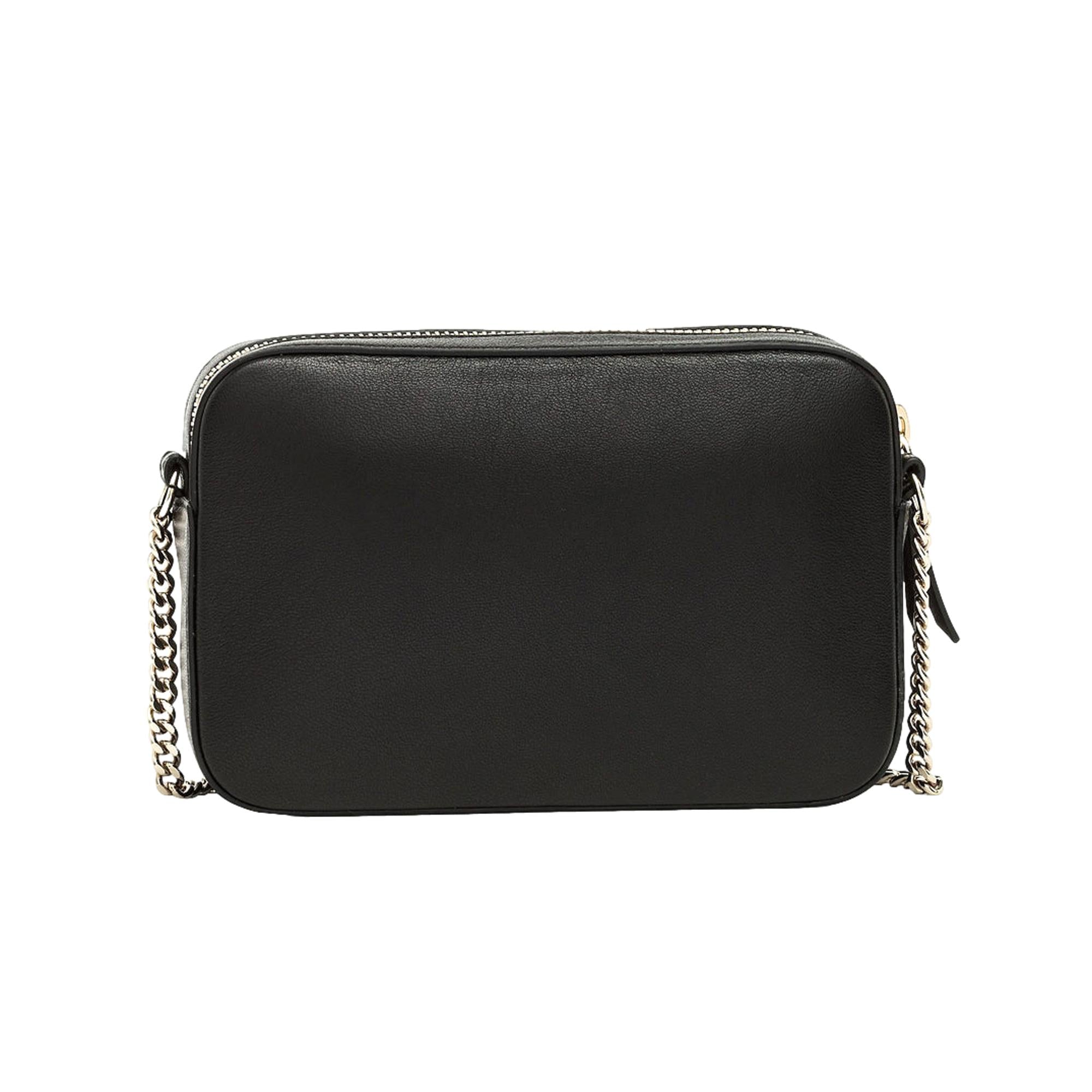 Jimmy Choo Balti Camera Crossbody Bag Black Embossed Leather Chain