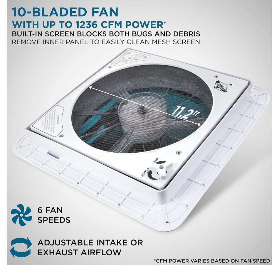 Image 829852_ALTMORE11.jpg, Product 829-852 / Price $299.99, Hike Crew 14” RV Roof Vent Fan, 6-Speed RV Fan with Remote, Rain Sensor and More - White Lid from Hike Crew on TSC.ca's Home & Garden department