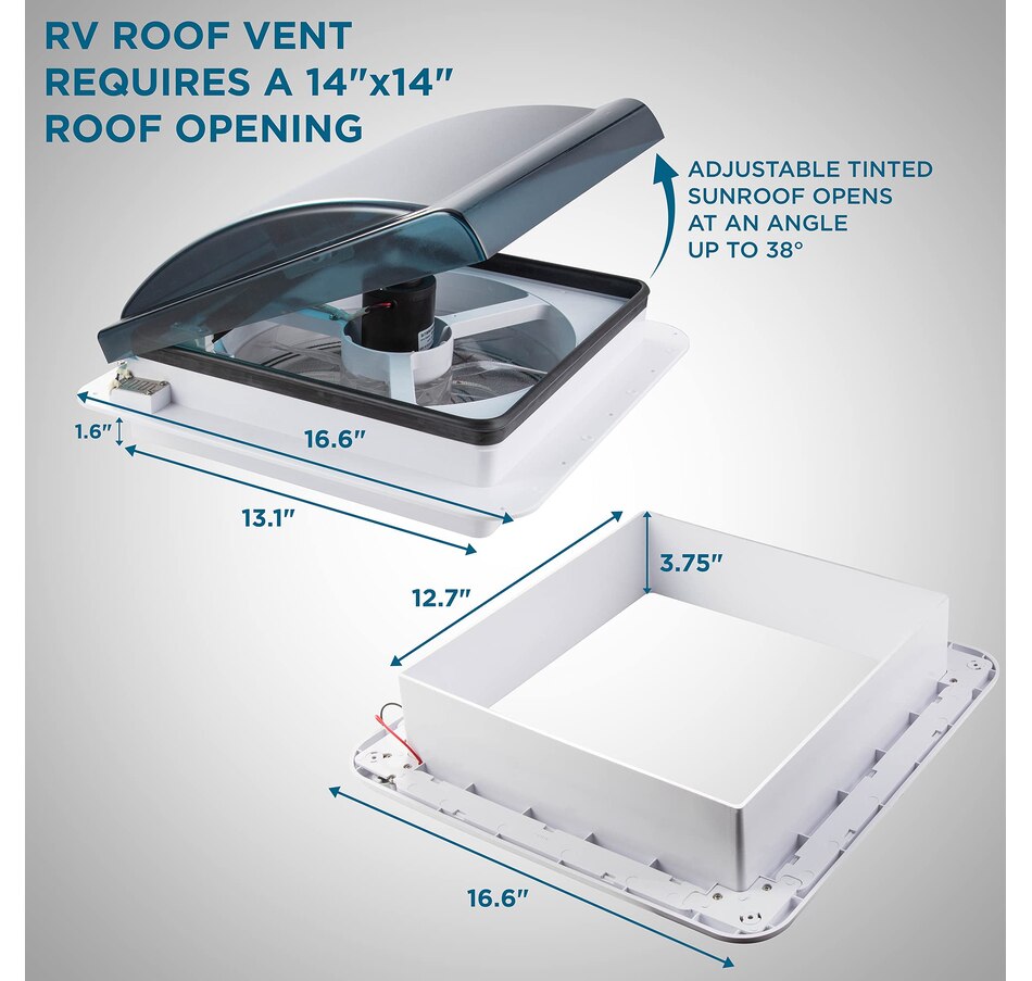 Image 829852_ALTMORE13.jpg, Product 829-852 / Price $299.99, Hike Crew 14” RV Roof Vent Fan, 6-Speed RV Fan with Remote, Rain Sensor and More - White Lid from Hike Crew on TSC.ca's Home & Garden department
