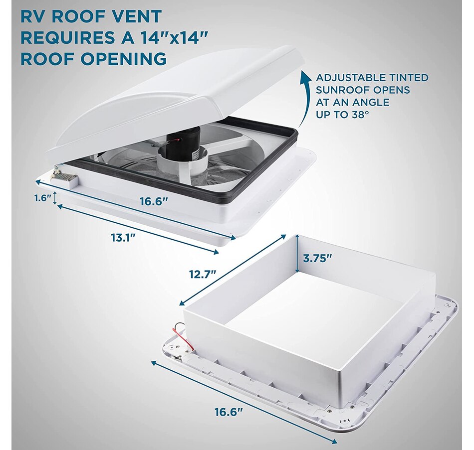 Image 829852_ALTMORE2.jpg, Product 829-852 / Price $299.99, Hike Crew 14” RV Roof Vent Fan, 6-Speed RV Fan with Remote, Rain Sensor and More - White Lid from Hike Crew on TSC.ca's Home & Garden department