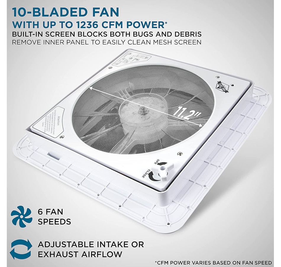 Image 829852_ALTMORE5.jpg, Product 829-852 / Price $299.99, Hike Crew 14” RV Roof Vent Fan, 6-Speed RV Fan with Remote, Rain Sensor and More - White Lid from Hike Crew on TSC.ca's Home & Garden department