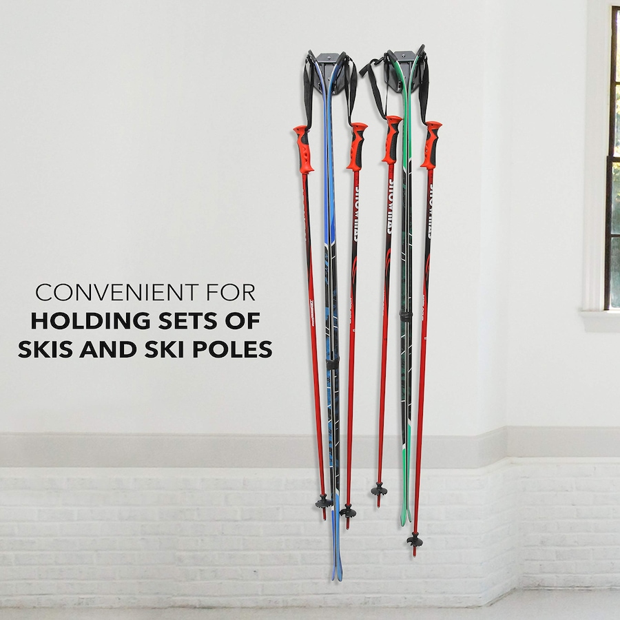 Image 829870_ALTMORE1.jpg, Product 829-870 / Price $44.99, RaxGo Wall Mounted Ski Rack, Holds 2 Pairs of Skis & Skiing Poles or Snowboard, Set of 2 Hooks from Raxgo on TSC.ca's Health & Fitness department