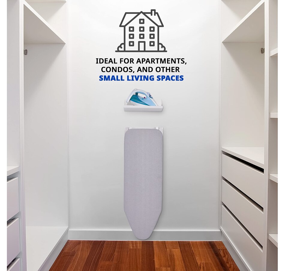 Image 829881_ALTMORE2.jpg, Product 829-881 / Price $117.99, Ivation Wall Mounted Ironing Board, 36.2” x 12.2” Fold Down Iron Board with Storage Shelf from Ivation on TSC.ca's Beauty department