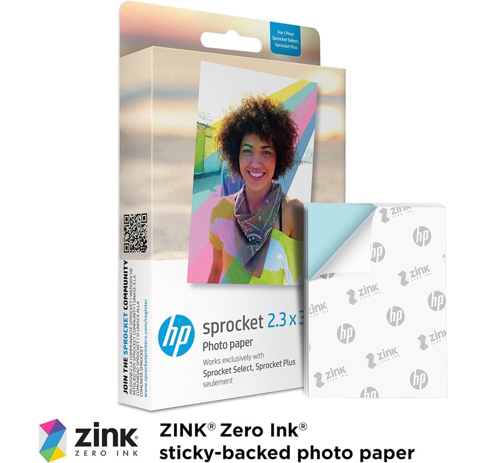 Image 829890_ALTMORE1.jpg, Product 829-890 / Price $17.99, HP Sprocket Zink Photo Paper 2.3x3.4” (20 Pack) - Compatible W/ HP Sprocket Select & Plus Printers from HP - Hewlett Packard on TSC.ca's Toys & Hobbies department