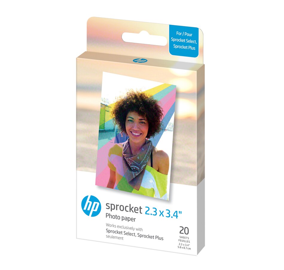 Image 829890_ST01.jpg, Product 829-890 / Price $17.99, HP Sprocket Zink Photo Paper 2.3x3.4” (20 Pack) - Compatible W/ HP Sprocket Select & Plus Printers from HP - Hewlett Packard on TSC.ca's Toys & Hobbies department