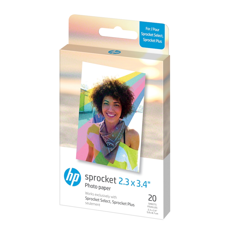 Image 829890_ST01.jpg, Product 829-890 / Price $17.99, HP Sprocket Zink Photo Paper 2.3x3.4” (20 Pack) - Compatible W/ HP Sprocket Select & Plus Printers from HP - Hewlett Packard on TSC.ca's Toys & Hobbies department