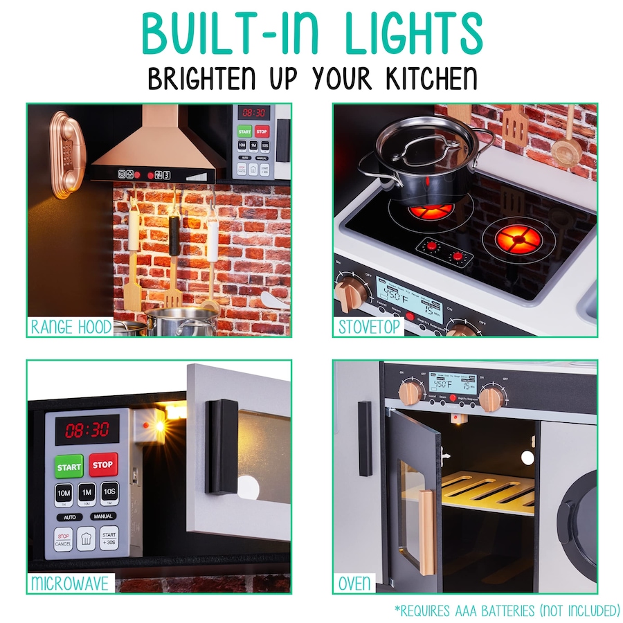 Image 829906_ALTMORE2.jpg, Product 829-906 / Price $274.39, Lil' Jumbl Large Kids Kitchen Set, Wooden Pretend Play Kitchen with Sounds & Accessories - Charcoal from Jumbl on TSC.ca's Toys & Hobbies department