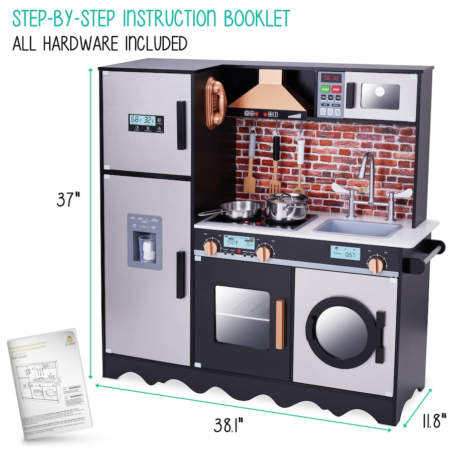 Image 829906_ALTMORE5.jpg, Product 829-906 / Price $274.39, Lil' Jumbl Large Kids Kitchen Set, Wooden Pretend Play Kitchen with Sounds & Accessories - Charcoal from Jumbl on TSC.ca's Toys & Hobbies department