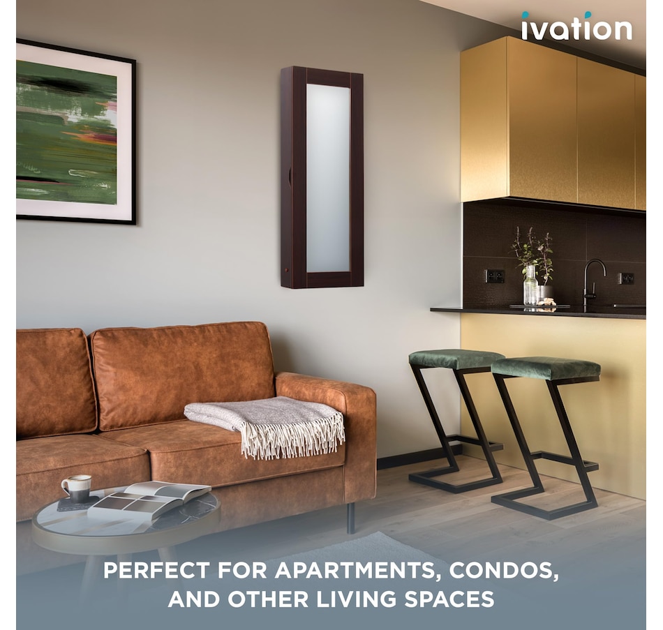 Image 829912_ALTMORE11.jpg, Product 829-912 / Price $219.99, Ivation Ironing Board, Wall Mounted Ironing Board Cabinet with Mirror Door & Release Lever, Brown from Ivation on TSC.ca's Home & Garden department