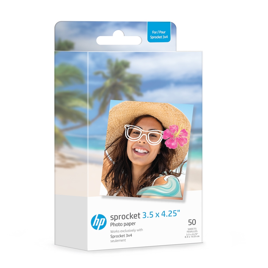 Image 829914_ST01.jpg, Product 829-914 / Price $59.99, HP Sprocket 3.5 x 4.25” Zink Sticky-backed Photo Paper (50 Pack) Compatible with HP Sprocket 3x4 Photo Printer from HP - Hewlett Packard on TSC.ca's Toys & Hobbies department