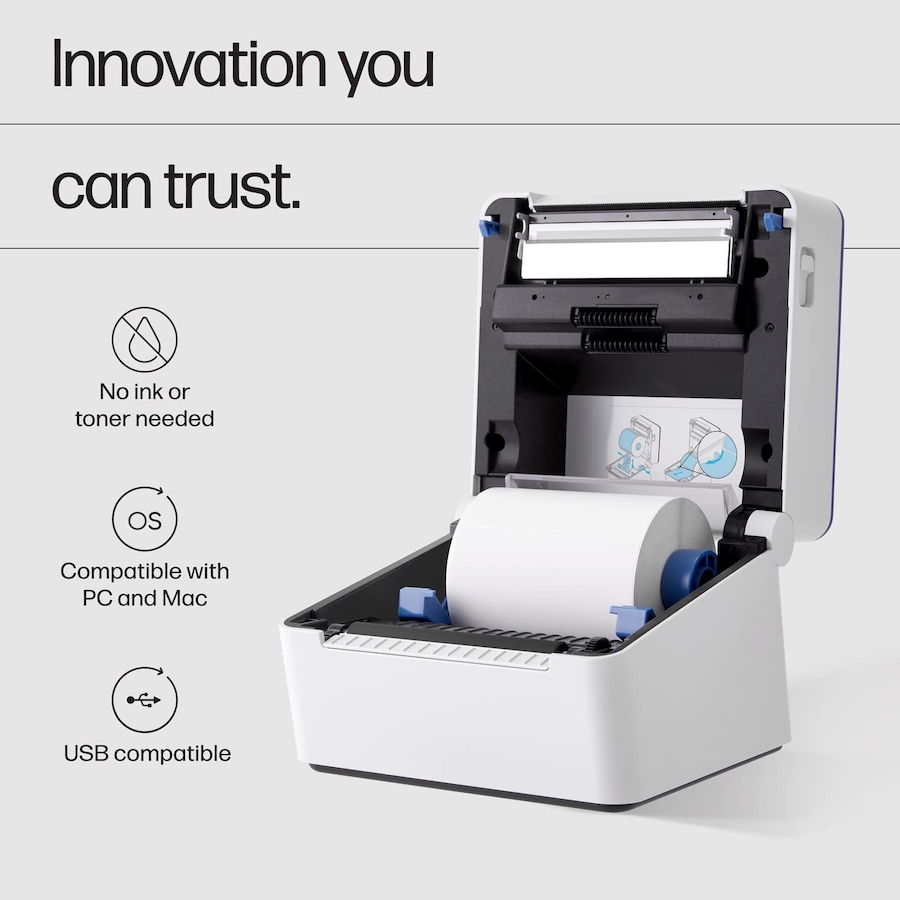 Image 829945_ALTMORE15.jpg, Product 829-945 / Price $274.99 - $314.99, HP Thermal Label Printer, 4x6 Compact, Easy-to-use, High-Speed Label Printer - 203 DPI from HP - Hewlett Packard on TSC.ca's Electronics department