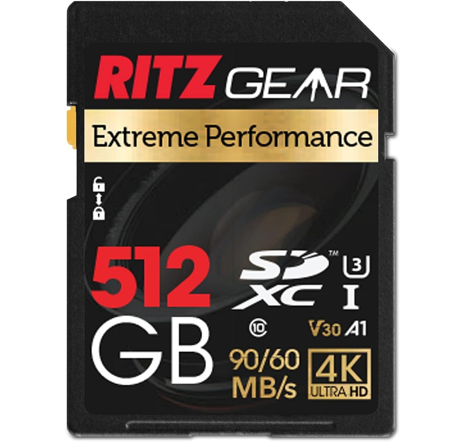 Image 829952.jpg, Product 829-952 / Price $29.99 - $34.99, Ritz Gear 128GB High-Speed SDXC UHS-I SD Card, C10, U3, V30, Full-HD & 4K Memory Card from Ritz Gear on TSC.ca's Electronics department