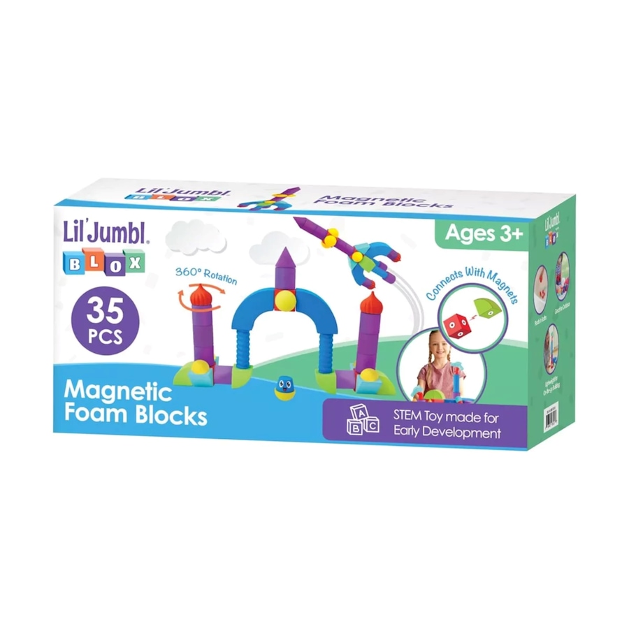 Image 829954_ST01.jpg, Product 829-954 / Price $59.99, Lil' Jumbl Blox 35-Piece Magnetic Building Blocks Play Set, Durable & Waterproof Toddler Toys 3-6 from Jumbl on TSC.ca's Home & Garden department