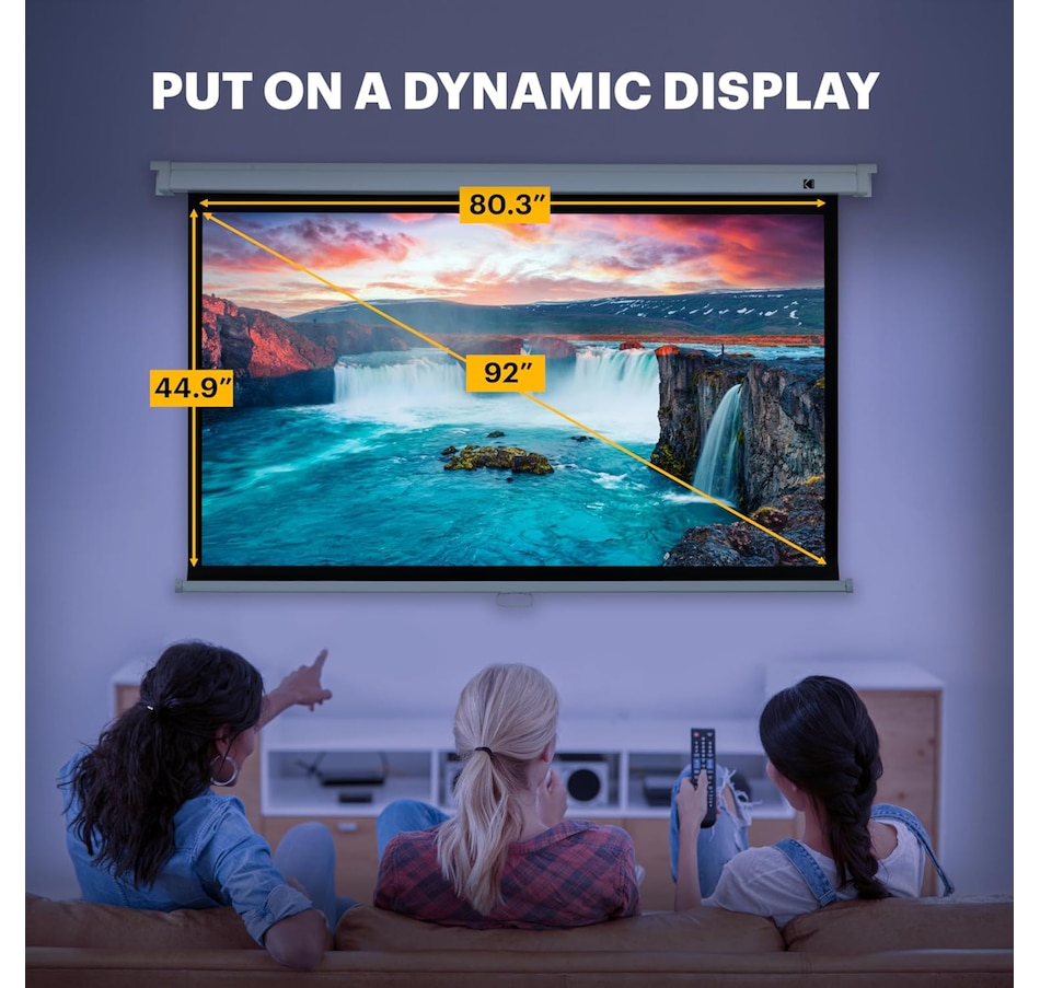 Image 829969_ALTMORE1.jpg, Product 829-969 / Price $224.99 - $234.99, Kodak 92" Manual Pull Down Projector Screen, Large 16:9 Retractable Projector Screen from Kodak on TSC.ca's Home & Garden department
