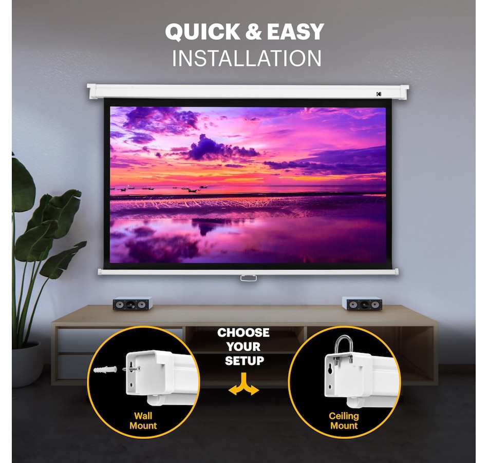 Image 829969_ALTMORE4.jpg, Product 829-969 / Price $224.99 - $234.99, Kodak 92" Manual Pull Down Projector Screen, Large 16:9 Retractable Projector Screen from Kodak on TSC.ca's Home & Garden department