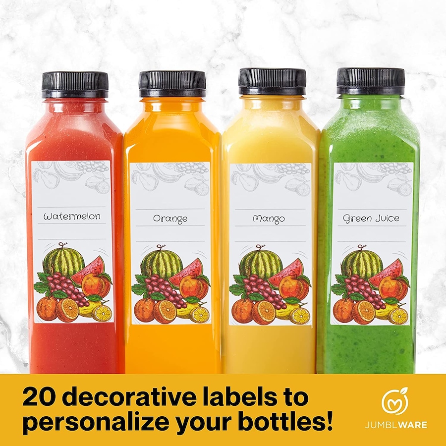 Image 829972_ALTMORE4.jpg, Product 829-972 / Price $53.91, JumblWare 16 fl oz. Clear Plastic Juice Bottles with Caps, Recyclable Juice Bottles, 20 Pcs from JumblWare on TSC.ca's Kitchen department