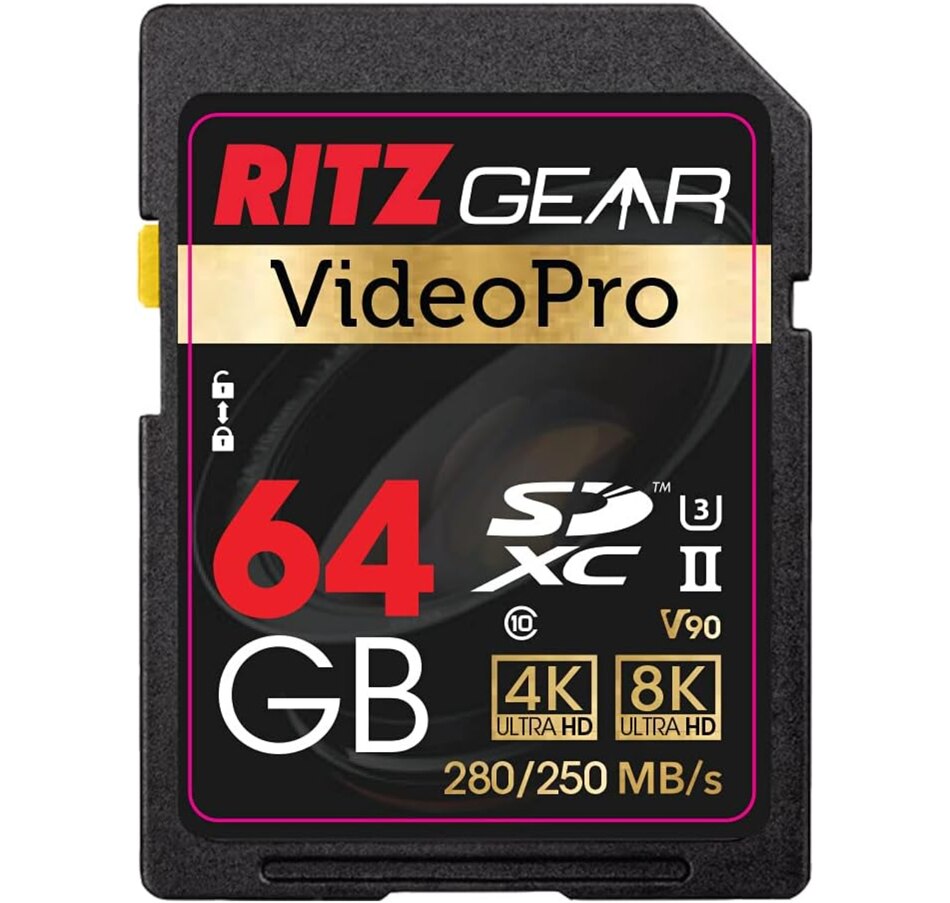 Image 829976.jpg, Product 829-976 / Price $89.99 - $149.99, Ritz Gear 128GB High-Speed SDXC UHS-II SD Card, C10, U3, V90, Full-HD & 8K, for DSLR Video Cameras from Ritz Gear on TSC.ca's Electronics department