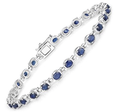 5.00 Carat Genuine Blue Sapphire .925 Sterling Silver Bracelet