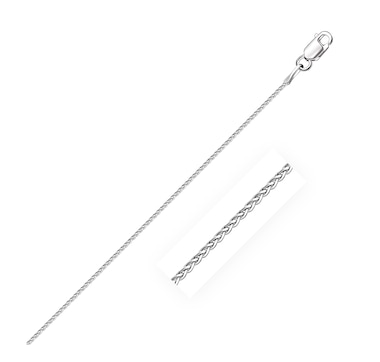 14k White Gold Diamond Cut Round Wheat Chain 1.0mm
