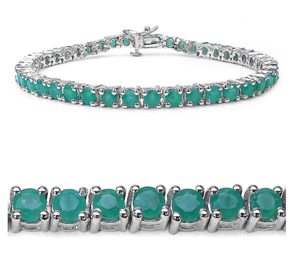 6.60 Carat Genuine Emerald .925 Sterling Silver Bracelet