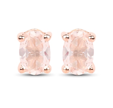 18K Rose Gold Plated 0.80 Carat Genuine Morganite .925 Sterling Silver Earrings