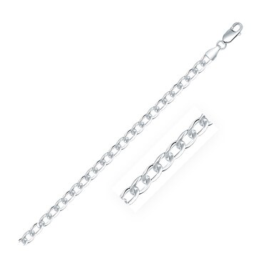 Rhodium Plated 4.7mm Sterling Silver Curb Style Chain
