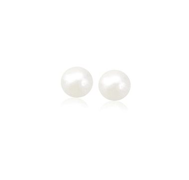 14k Yellow Gold Freshwater Cultured White Pearl Stud Earrings (6.0 mm)