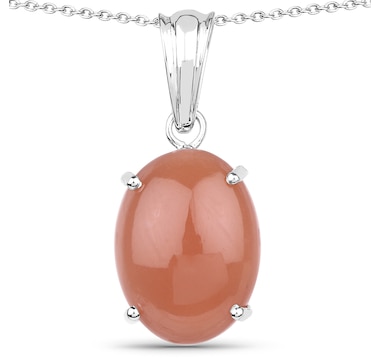 8.35 ct. Genuine Peach Moonstone .925 Sterling Silver Pendant