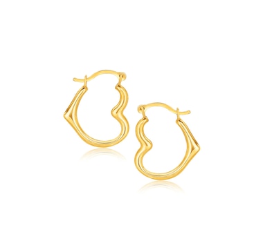 10k Yellow Gold Heart Hoop Earrings