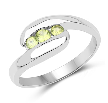 0.56 Carat Genuine Peridot .925 Sterling Silver Ring
