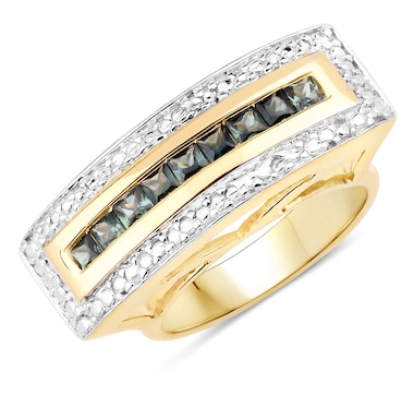1.08 ct. Genuine Green Sapphire .925 Sterling Silver Ring
