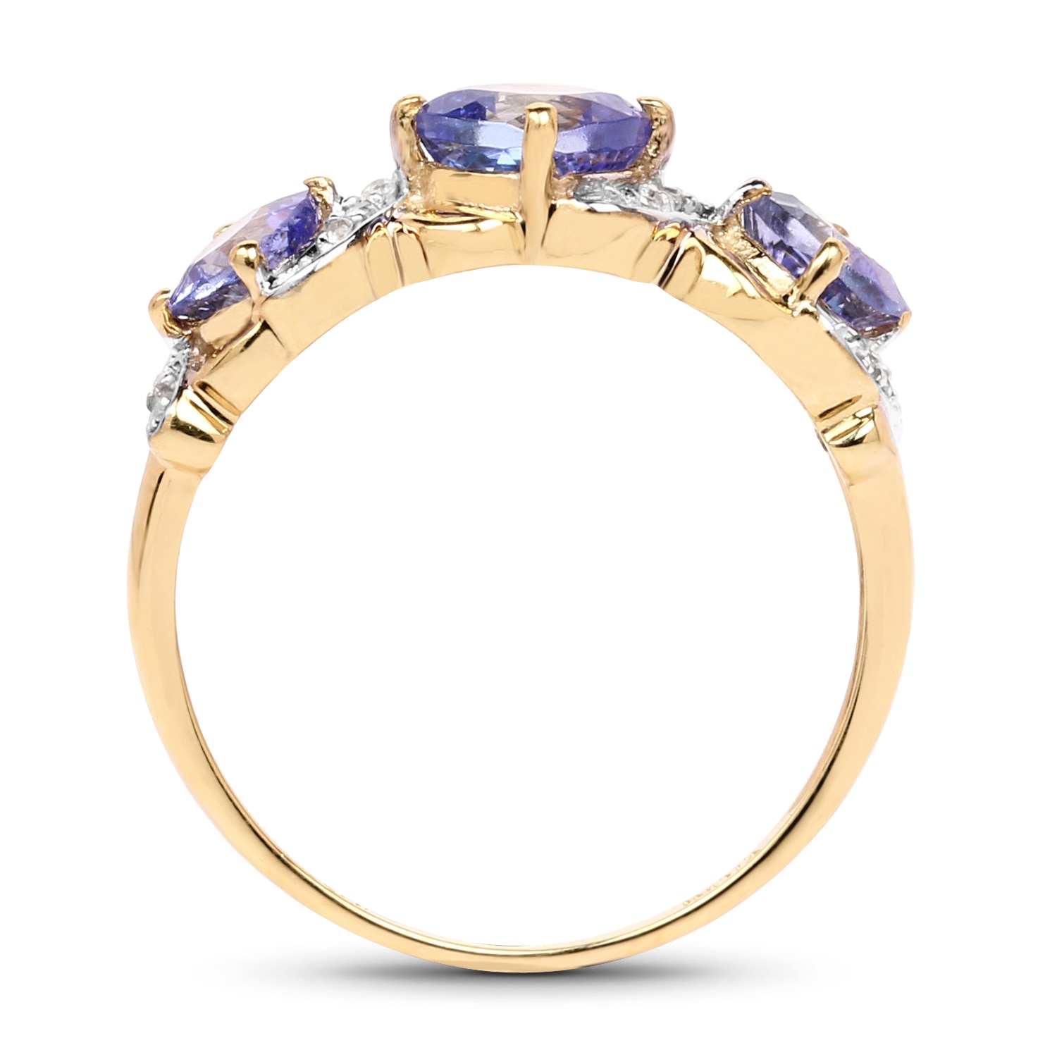 14K Yellow Gold Plated 1.20 Carat Genuine Tanzanite and