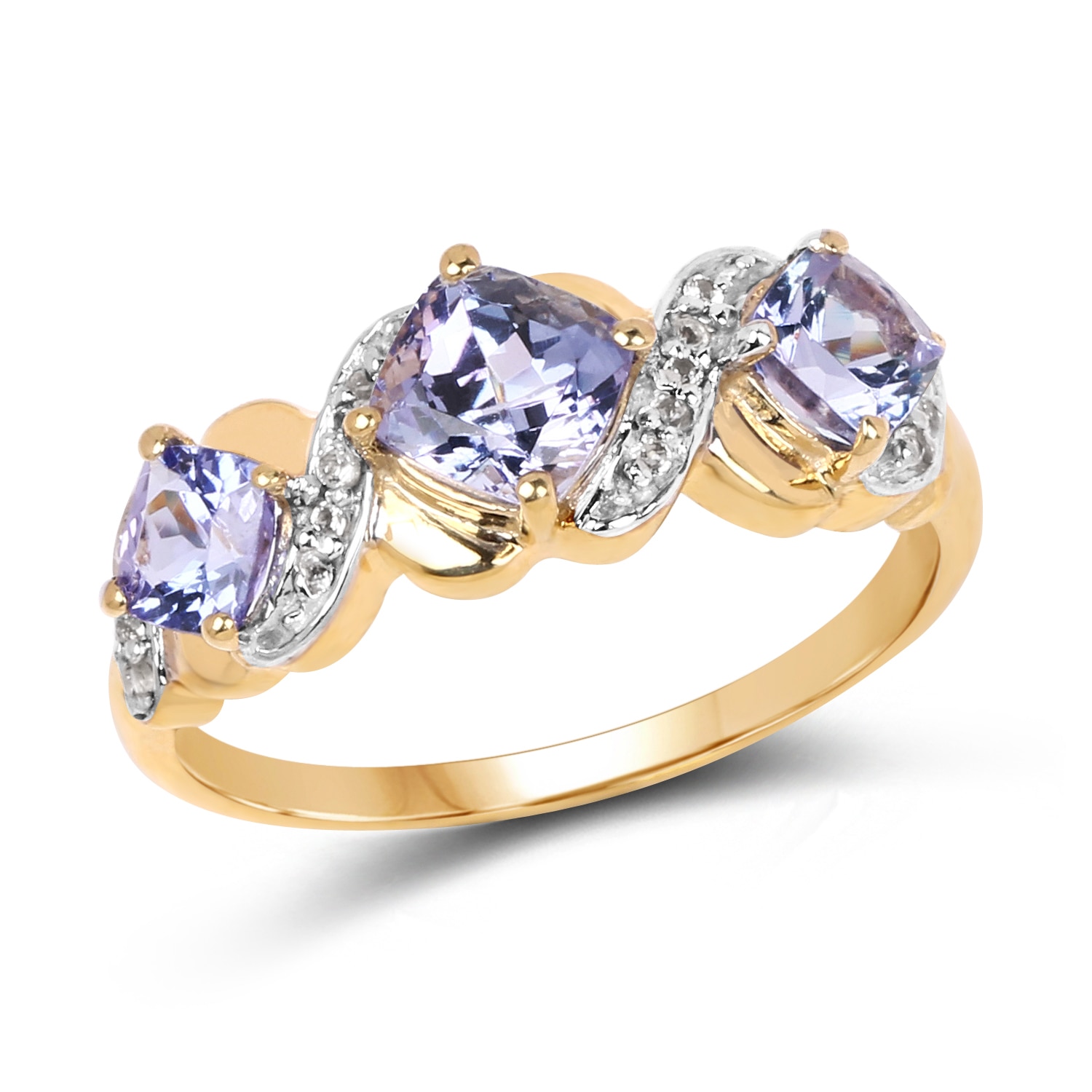 14K Yellow Gold Plated 1.20 Carat Genuine Tanzanite and