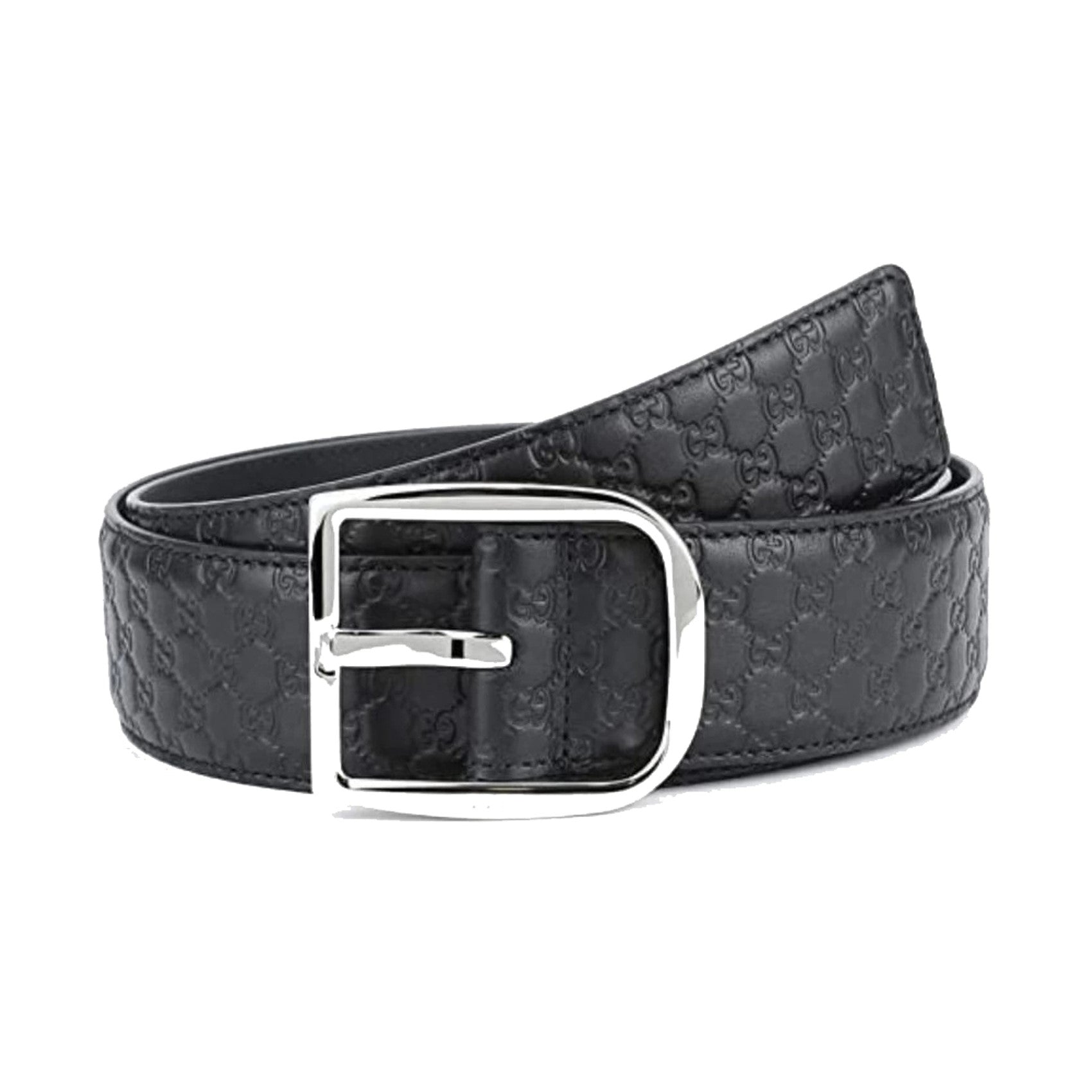 Gucci black belt silver buckle online