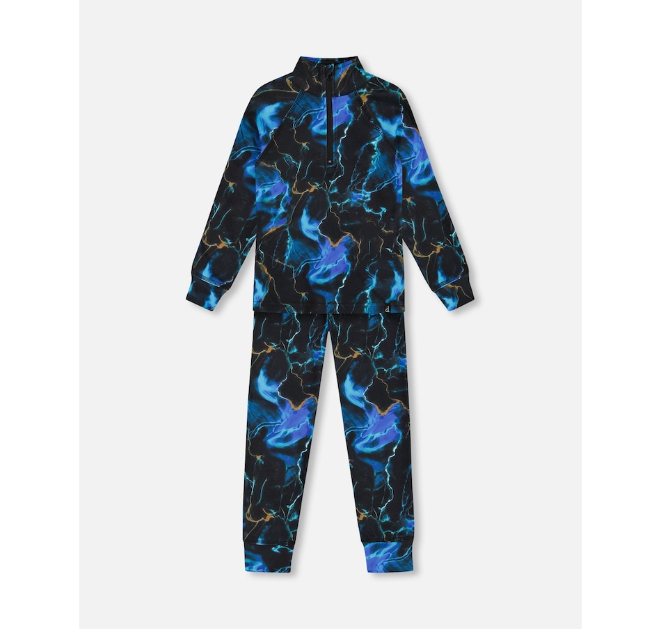 Two Piece Thermal Underwear Set Black Printed Storm