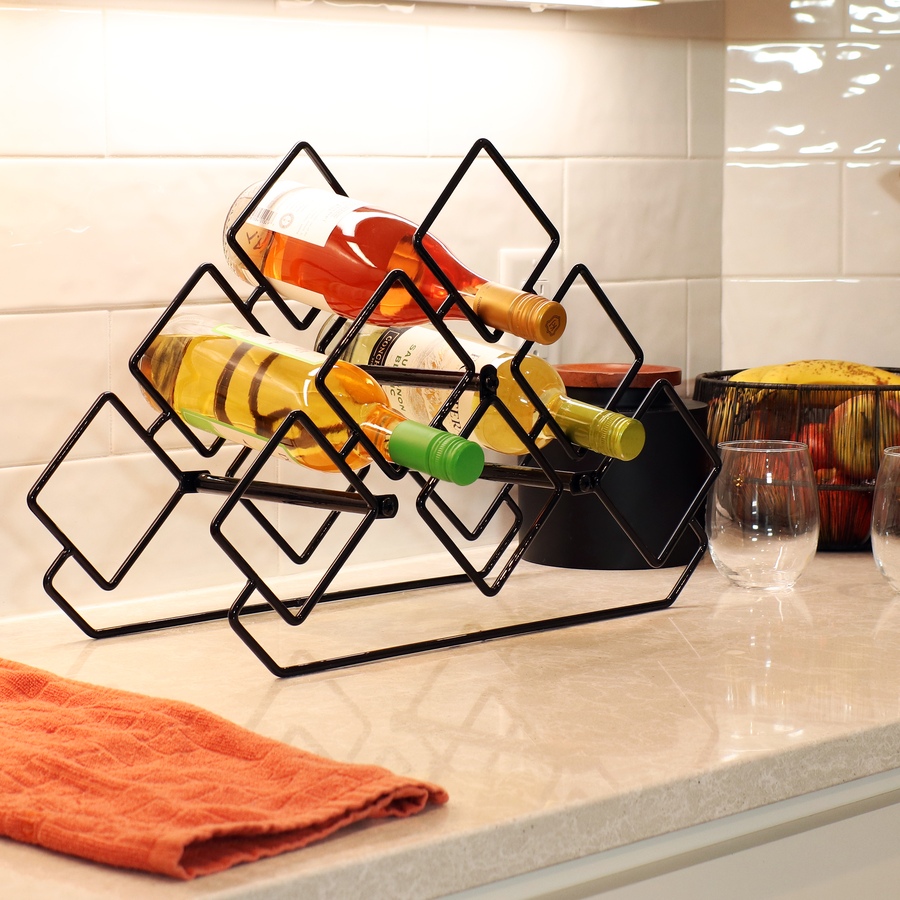 Image 848182_ALTMORE1.jpg, Product 848-182 / Price $73.15, Steel 6-Bottle Triangular Tabletop Wine Rack from Sunnydaze Décor on TSC.ca's Home & Garden department