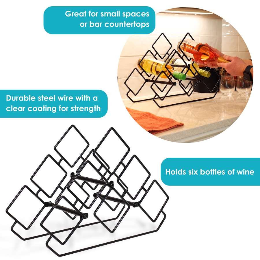 Image 848182_ALTMORE2.jpg, Product 848-182 / Price $73.15, Steel 6-Bottle Triangular Tabletop Wine Rack from Sunnydaze Décor on TSC.ca's Home & Garden department