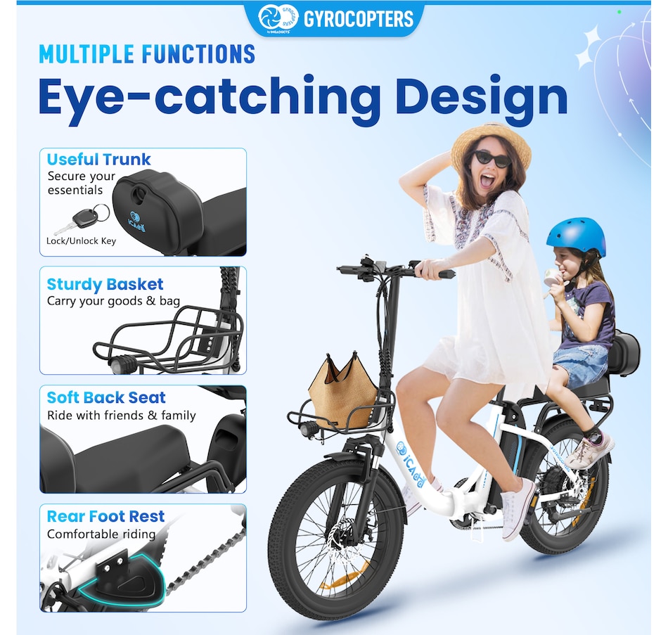 Image 857017_ALTMORE3.jpg, Product 857-017 / Price $999.99, Gyrocopters iCaddy Foldable Electric Bike | UL 2849 | 650W Peak Brushless DC Motor | 15.6AH Battery | Up to 125 km PAS Range from IMGadgets on TSC.ca's Health & Fitness department