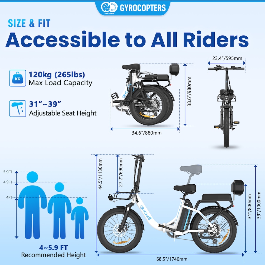 Image 857017_ALTMORE6.jpg, Product 857-017 / Price $999.99, Gyrocopters iCaddy Foldable Electric Bike | UL 2849 | 650W Peak Brushless DC Motor | 15.6AH Battery | Up to 125 km PAS Range from IMGadgets on TSC.ca's Health & Fitness department