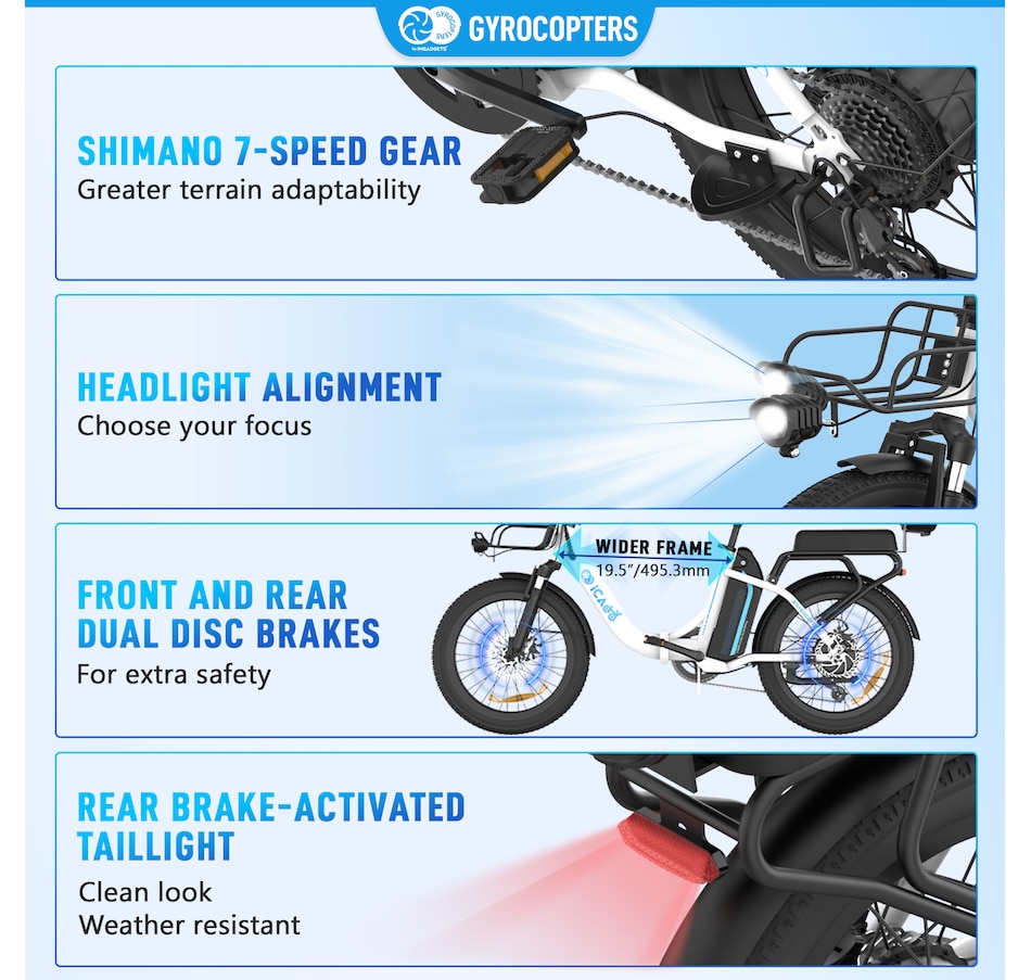 Image 857017_ALTMORE7.jpg, Product 857-017 / Price $999.99, Gyrocopters iCaddy Foldable Electric Bike | UL 2849 | 650W Peak Brushless DC Motor | 15.6AH Battery | Up to 125 km PAS Range from IMGadgets on TSC.ca's Health & Fitness department