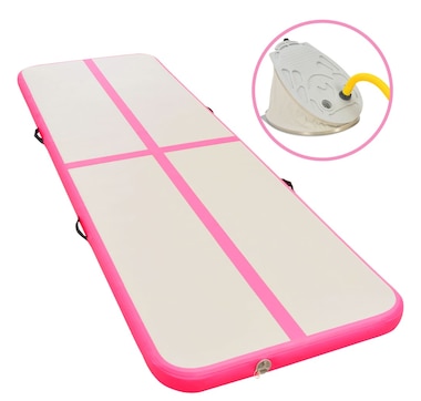 Inflatable gymnastics mat with pump 700x100x10cm PVC Pink
