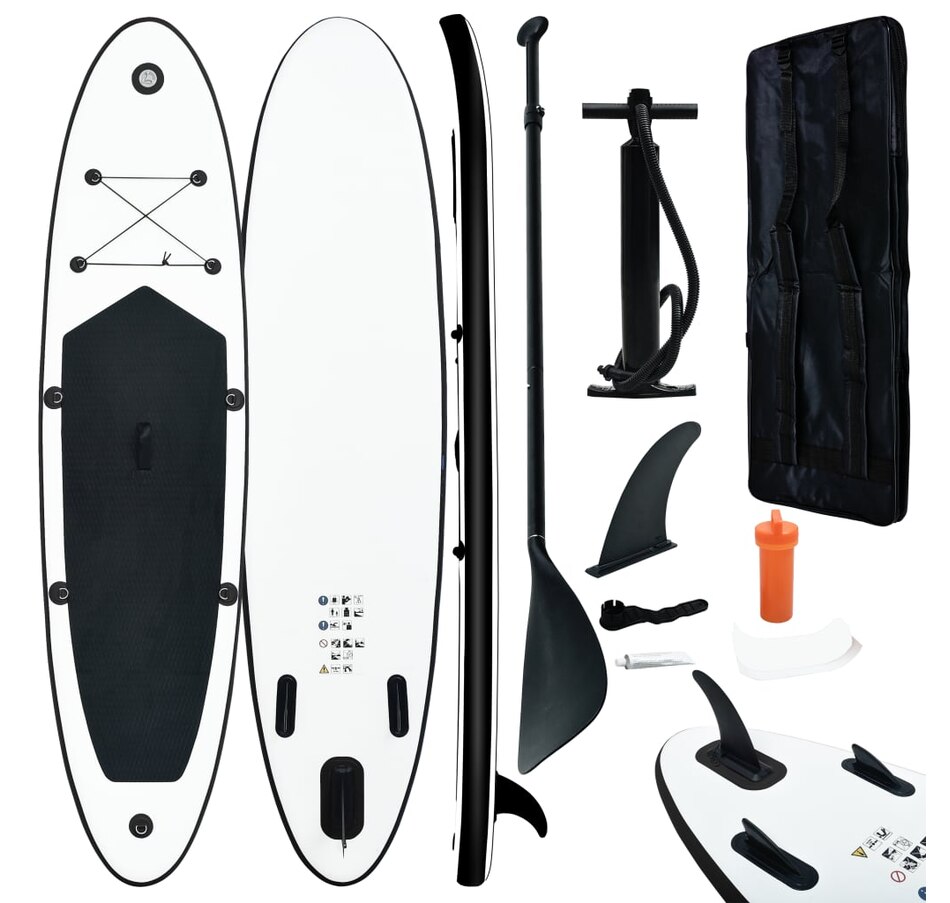 Black and White Inflatable SUP Board Set