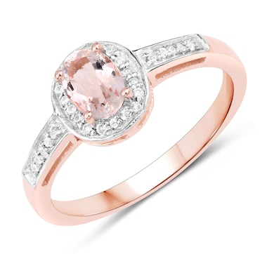 0.81 ct Genuine Morganite and White Topaz .925 Sterling Silver Ring